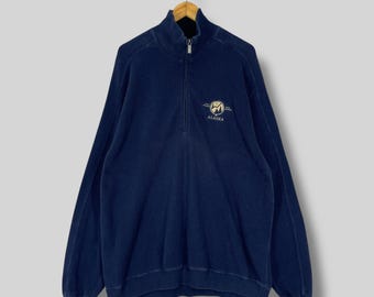 Vintage Y2K Gear For Sports Alaska demi fermeture éclair sweat surdimensionné Alaska Spellout brodé Sportswear pull bleu pull taille XXL