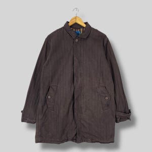 Vintage OTARIE Japan Denim Distressed Jacket Large 90&#39;s Japanese Brand Frenchwork Workwear Herringbone Denim Embroidery Brown Jacket Size L