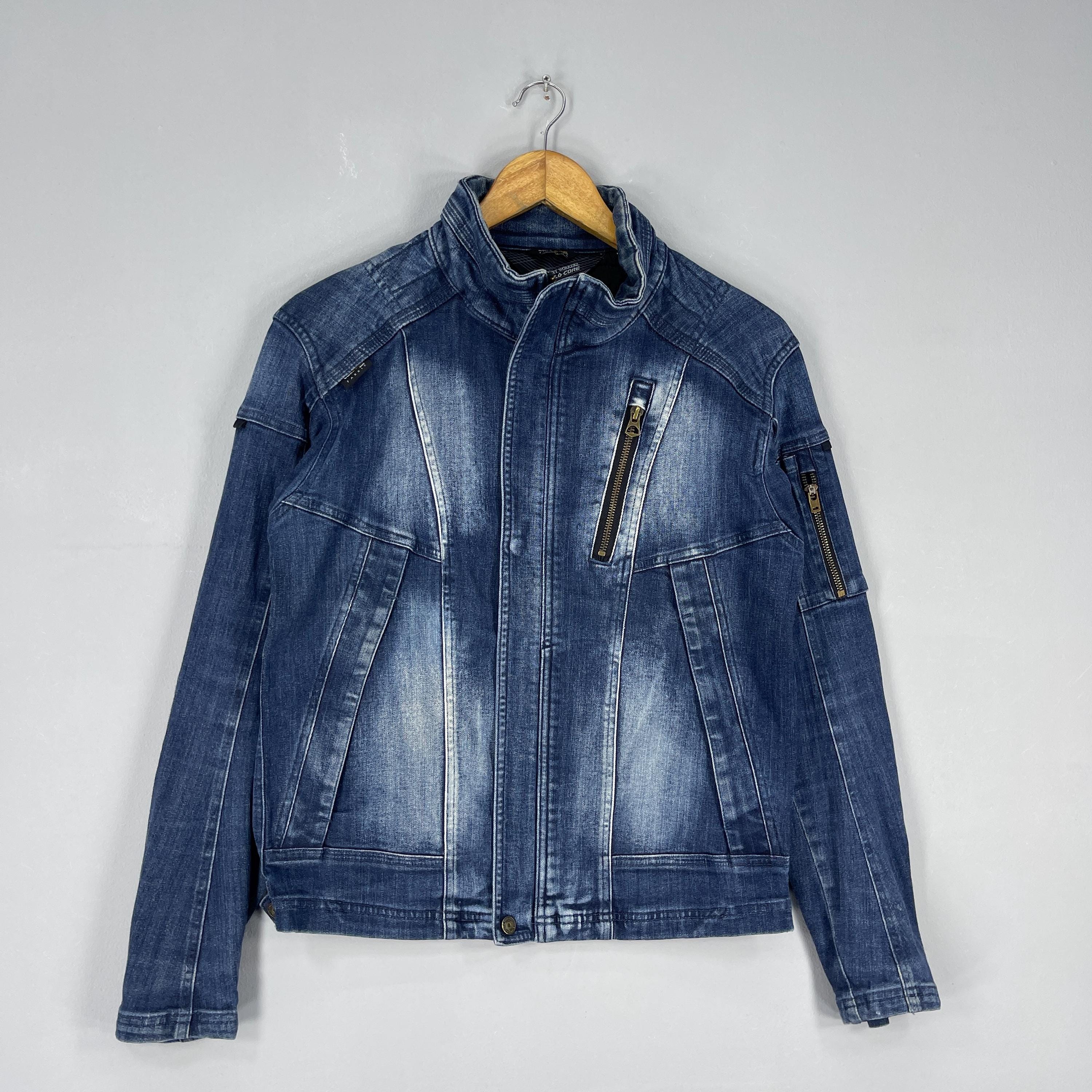 Corefightet デニムライダースジャケット FIELDCORE Denim Bikers Style Jacket Small Vintage Y2K Fieldcore