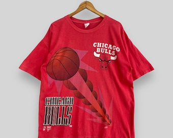 Camiseta vintage de los Chicago Bulls de la NBA de los años 90, gran tamaño, ropa deportiva del equipo de baloncesto Bulls America, con estampado de Michael Jordan, camisetas rojas de los Chicago Bulls, talla L