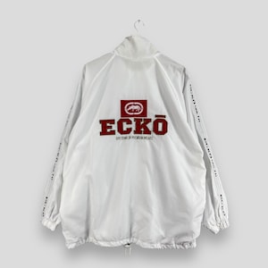 ECKO FUNCTION Windbreaker Jacket Large Vintage Y2K Ecko Unltd Sportswear Hip Hop Rap Streetwear Ecko Big Logo Zipper Jacket White Size L