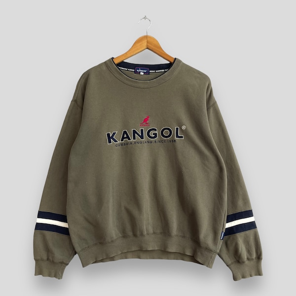 Vintage 90's KANGOL Sweatshirt Crewneck Large Kangol England Sportswear Spell Out Embroidery Kangol Casual Green Sweater Pullover Size L