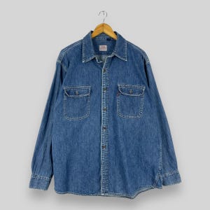 Vintage 90s LEVIS Denim Workers Shirt Xlarge Levis San Francisco Workwear Blue Denim Shirt Levis Double Pocket Button Up Jeans Shirt Size XL