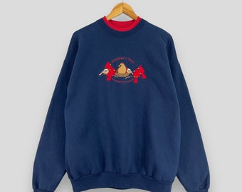 Vintage Y2K Red Cardinal Birds Crewneck Sweatshirt Large Grandma Nest Cardinal Birds Where The Flock Gathers Embroidery Blue Sweater Size L