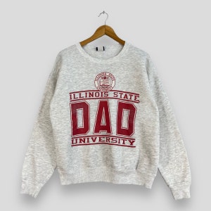 Vintage 90&#39;s DAD University Sweatshirt Crewneck Medium Jansport Illinois State University Spellout Illinois Gray Pullover Sweater Size M