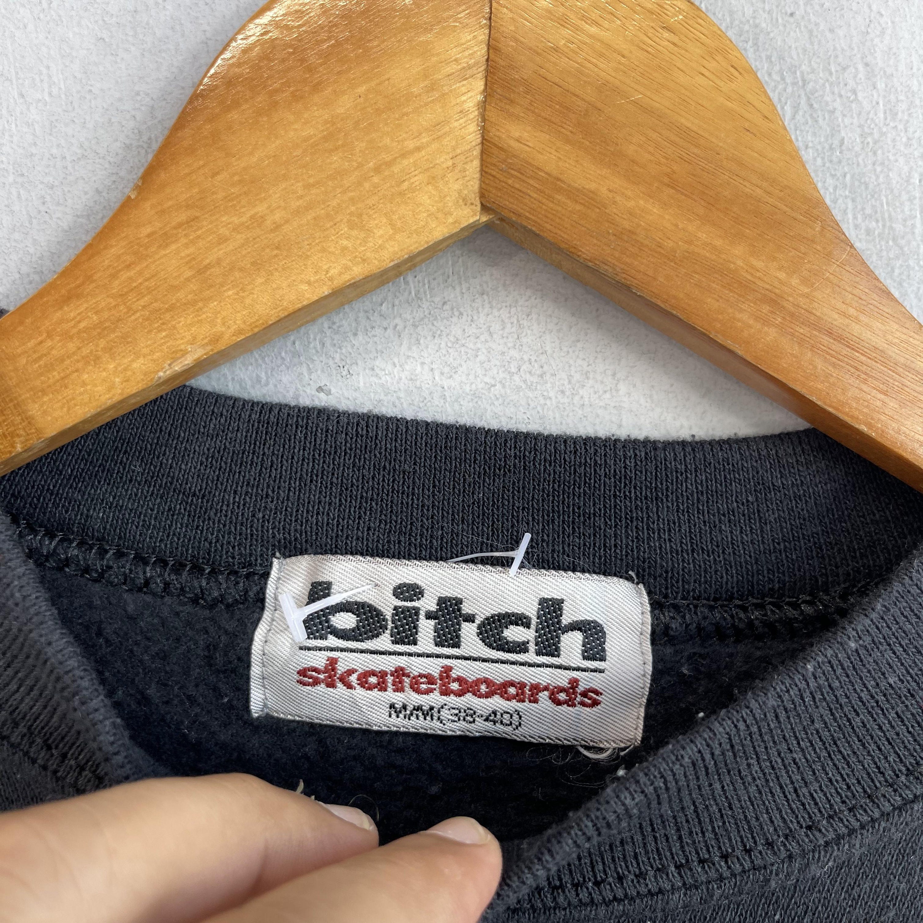 Vintage 1990s Bitch Skateboard Crewneck Sweatshirt Small Bitch 