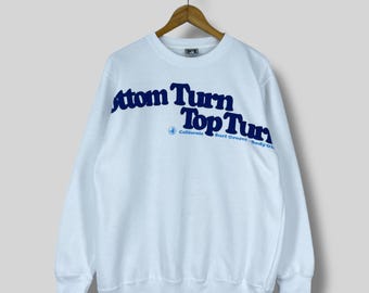 BODY GLOVE Sweatshirt Crewneck Large Vintage 1990s Body Glove Spellout Printed Body Glove California Surf Groove White Sweater Size L