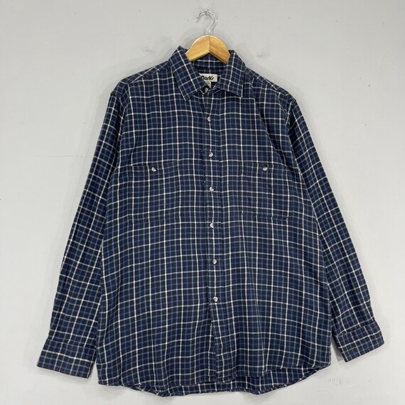 Checkered Gingham Flannel Shirt Large Vintage 199… - image 3