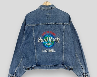 Vintage 90's HARD ROCK CAFE Denim Trucker Jacket Large Hard Rock