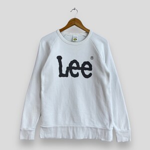 Vintage LEE Crewneck Sweatshirt Small Ladies 90&#39;s Lee Usa Spell Out Union Made Jumper Lee Activewear Pullover White Sweater Size S