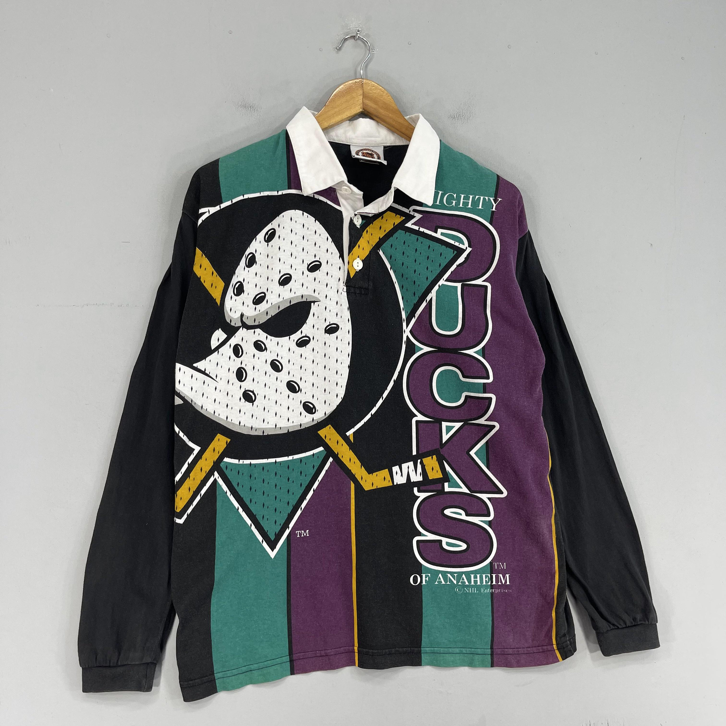 Anaheim MIGHTY DUCKS Nhl Polo Rugby Shirt Medium Vintage Y2K American Hockey Team Sportswear 