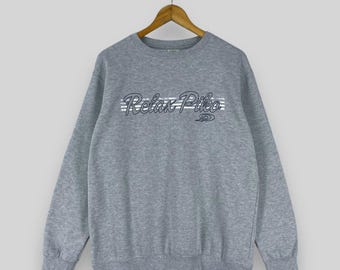 Vintage PIKO Crewneck Sweatshirt Medium 1990s Piko Hawaiian Longboard Surfing Back Hit Printed Piko Surfer Gray Sweater Pullover Size M