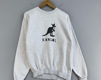 Vintage 90's KANGOL Inglaterra Crewneck sudadera mediana Kangol gran  logotipo deletrear ropa deportiva suéter Kangol gris jersey tamaño M