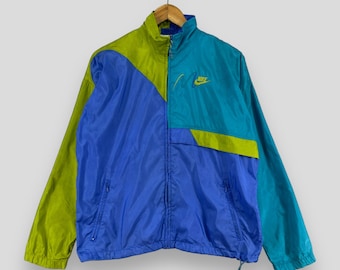 Vintage NIKE Multicolor Jacket Windbreaker Medium 90s Nike Swoosh Sportswear Windrunner Nike Air Nike Acg Sport Light Zipper Jacket Size M
