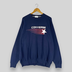 Vintage Y2K CONVERSE Sweatshirt Crewneck Xlarge Converse All Star Spellout Printed Sportswear Converse Chuck Taylor Blue Sweater Size XL