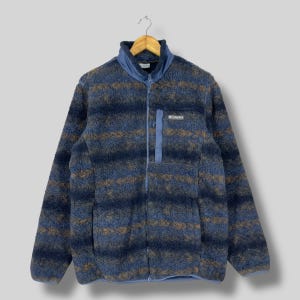 Vintage 1990s COLUMBIA Deep Pile Fleece Large Columbia Sportswear Steen Mountain Blanket Print Jacket Columbia Fully Zipper Fleece Size L