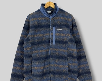 Vintage 1990s COLUMBIA Deep Pile Fleece Large Columbia Sportswear Steen Mountain Blanket Print Jacket Columbia Fully Zipper Fleece Size L