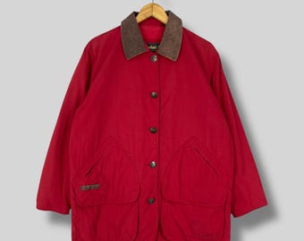 Vintage 90's TIMBERLAND Chore Denim Jacket Small Timberland Weathergear Leather Collar Workwear Jacket Timberland Red Hunting Jacket Size S