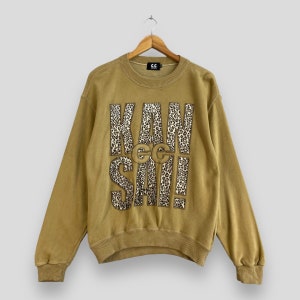 SISSY KANSAI Crewneck Sweatshirt Medium Vintage 1990s Designer Kansai Yamamoto Spellout Leopard Style Kansai Man Japan Brown Sweater Size M