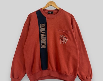 NICOLA VALENTINO クルーネック スウェットシャツ L ヴィンテージ 1990年代 ヴァレンティノ パリ スペルアウト 刺繍 ヴァレンティノ イタリア プルオーバー セーター オレンジ サイズ L