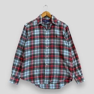 Vintage 1990s Lauren Ralph Lauren Wool Zip Flannel / Light
