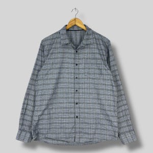 Vintage Y2K Checkered Flannel Large Plaid Checkered Tartan Gray Streetwear Minimalist Boyfriend Shirt Casual Button Up Flannel Shirt Size L
