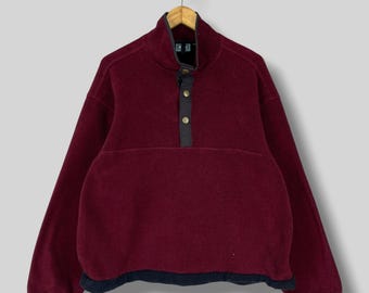 WOOLRICH Fleece Jacket Medium Vintage 1990s Woolrich Usa Cold Weather Winter Jacket Woolrich Mulberry Button Snap Jacket Pullover Size M