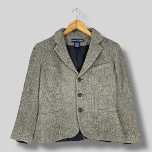 Blazer de lana POLO RALPH LAUREN vintage de los años 90, talla extragrande, de tweed de cachemira Ralph Lauren, estilo clásico preppy, hecho en Italia, con botones, para mujer, talla 8