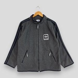 Vintage 1990s ADIDAS TREFOIL Fleece Jacket Medium Adidas Three Stripes Sportswear Jacket Adidas Sport Zipper Fleece Jacket Gray Teen Size M