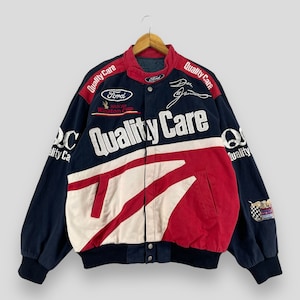 JH DESiGN NASCAR Varsity Jacket XL with Ivory Leather JH DESiGN NASCAR Varsity Jacket XL with Ivory Leather