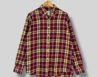 Camisa estilo boyfriend extragrande estilo indie bohemio multicolor de franela a cuadros estilo vintage Y2K de BROOKS BROTHERS, con botones, talla M