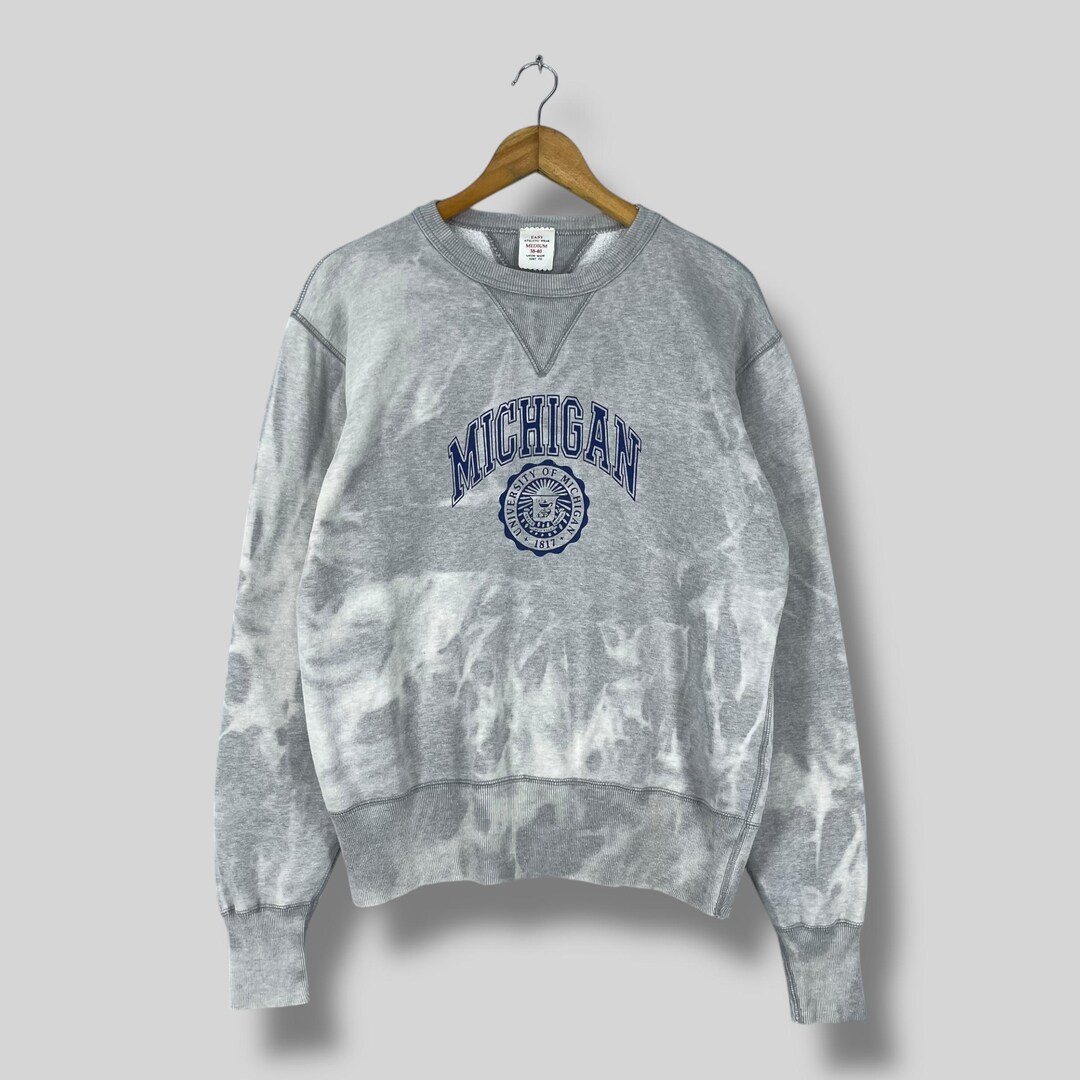 Vintage UNIVERSITY of MICHIGAN Bleached Sweatshirt Medium
