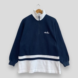 Vintage 1990s ELLESSE Half Zipper Sweatshirt Medium Ellesse Italia Small Logo Casual Sportswear Ellesse Pullover Colorblock Sweater Size M