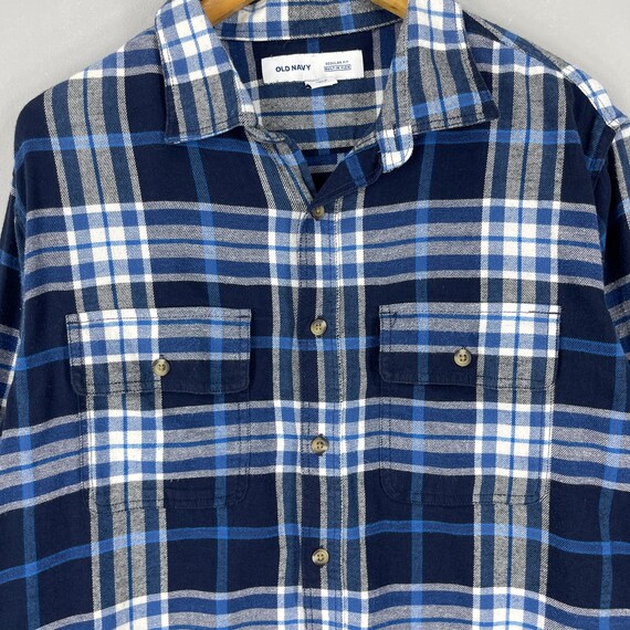 Vintage OLD NAVY Plaid Blue Flannel Shirt Large Y2K Plaid Checkered Tartan  Blue Minimalist Double Pocket Boyfriend Shirt Button up Size L - Etsy