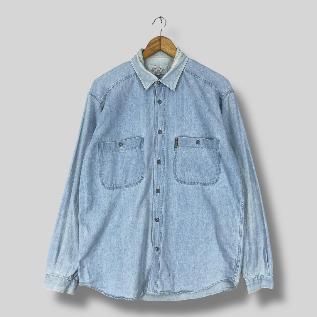 トップス vintage ARMANI JEANS tops Vintage 90's ARMANI JEANS Denim Shirt Small Designer Simint Era
