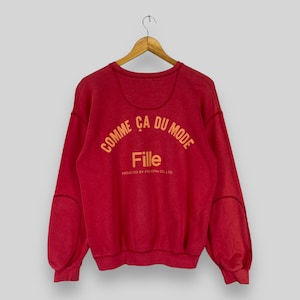 Vintage Comme Ca Du Mode Japan Spell Out Sweatshirt Medium 1990s Japanese Designer Streetwear Comme Ca Ism Faded Red Pullover Sweater Size M
