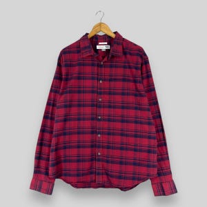 OLD NAVY Checkered Shirt Button Up Xlarge Vintage Y2K Plaid Tartan Red/Blue Hipster Grunge Flannel Indie Boho Button Up Oxford Shirt Size XL