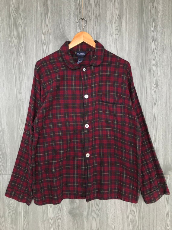 Vintage PURITAN Plaid Red Flannel Shirt Large 90's Pl… - Gem