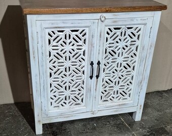 Aparador de madera tallada a mano, mueble auxiliar de arte indio