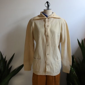 Vintage 1960s 70s Hill Star wool cream off-white ivory cardigan sweater jumper