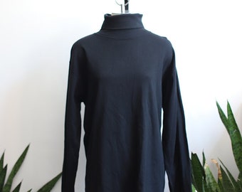 Vintage 1990s Flat Iron Hills black turtleneck sweater - long oversized fit