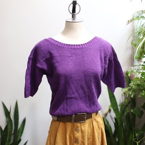 Vintage 1980s short sleeve purple short sleeve pullover sweater