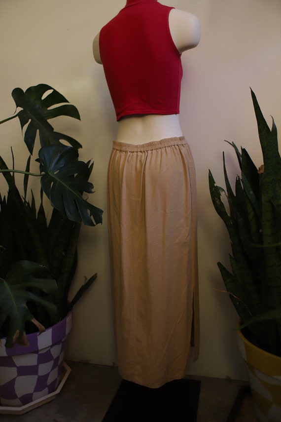 Vintage 1990s high waist beige light khaki silk s… - image 8