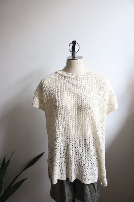 Vintage short sleeve off-white sweater slouchy ove