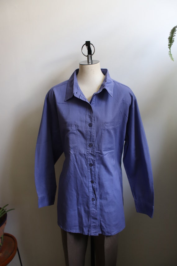 Vintage 1990s long sleeve dark periwinkle button d