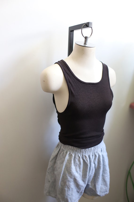 Vintage 1980s 90s soft worn in ribbed black tank t