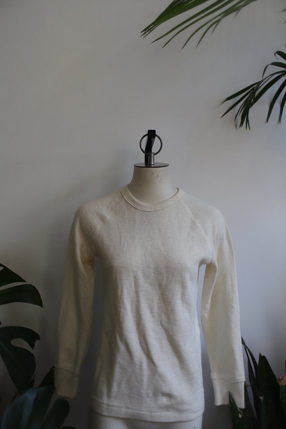 Vintage 1990s waffle knit base layer thermal off-w