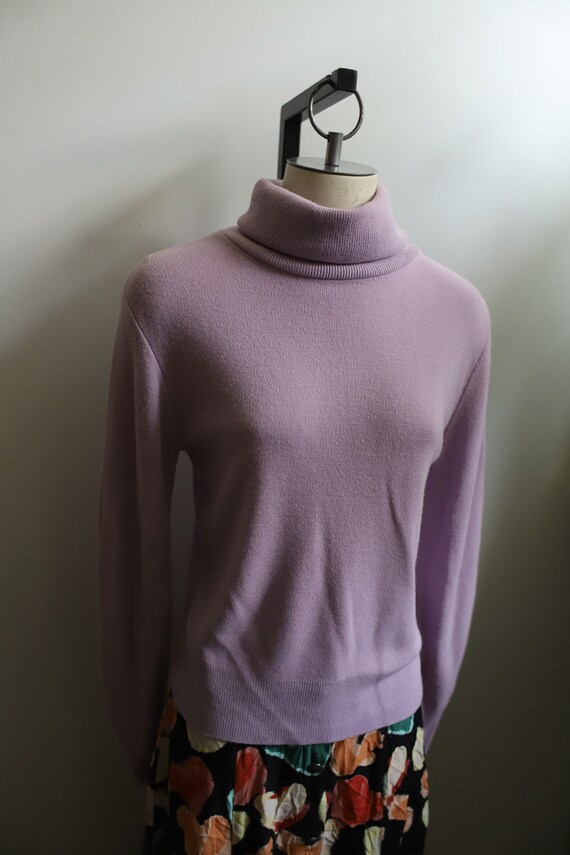 Vintage 1960s 70s lavender light purple turtlenec… - image 5