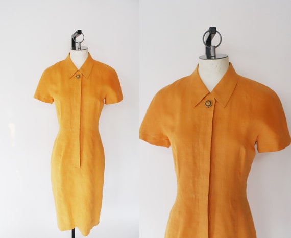 Vintage 1990s Gillian small orange linen button up