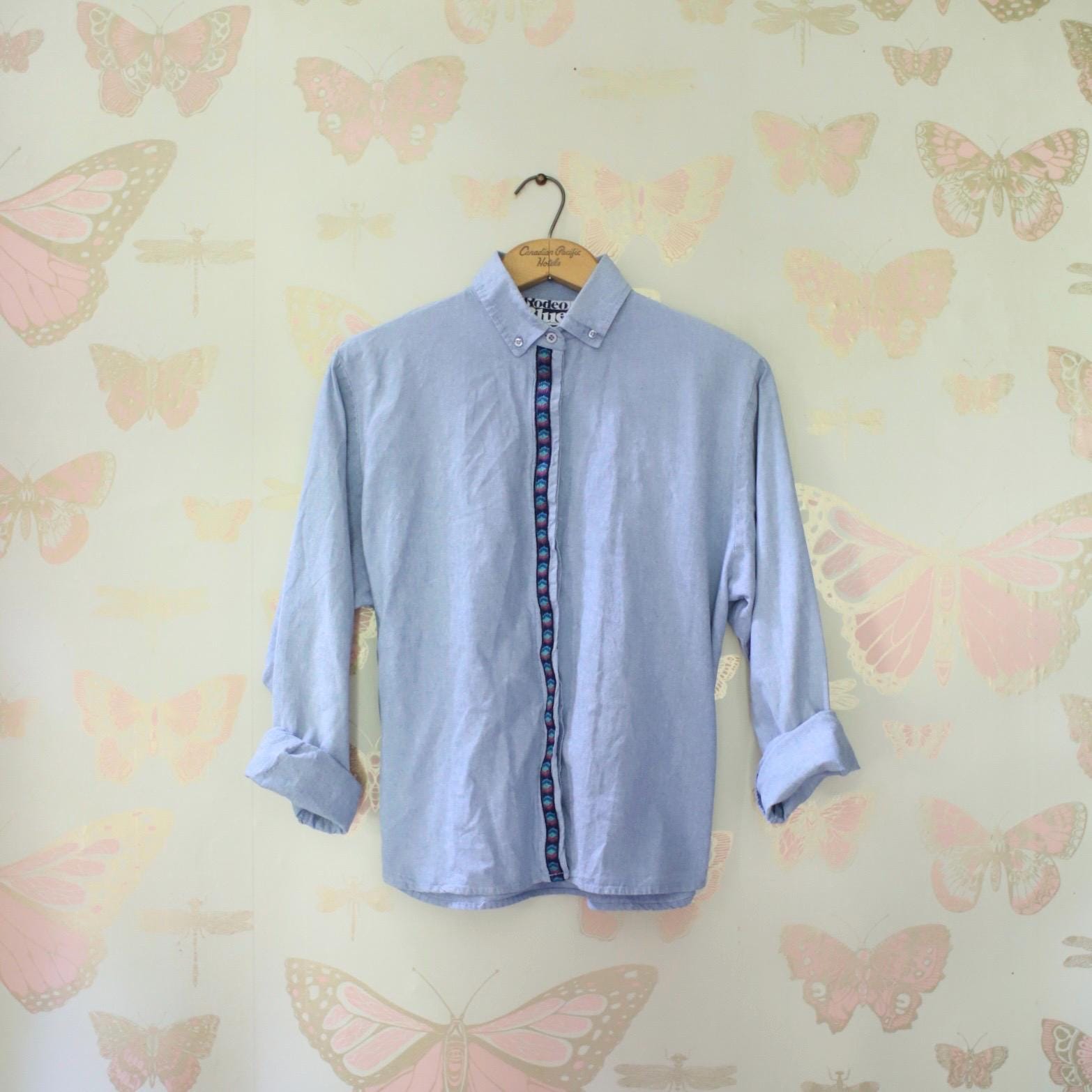 Vintage 80s Rodeo Blue Embroidered Denim Western Shirt - Etsy